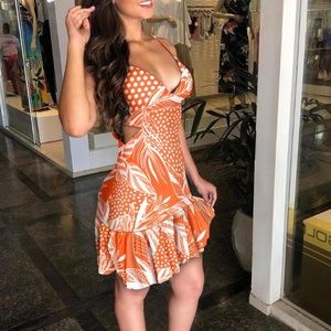 Spaghetti Strap Ruffles Cutout Dress